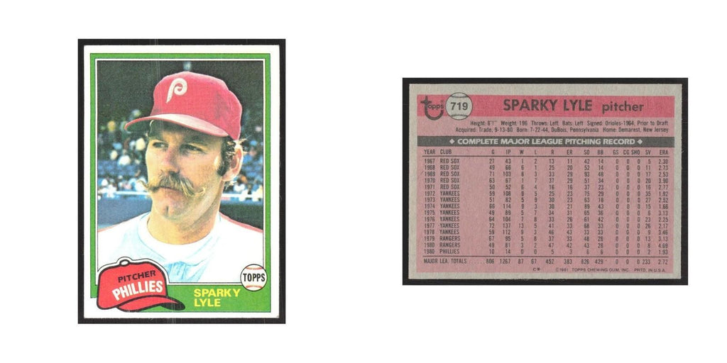 1981 Topps Sparky Lyle Phillies #719