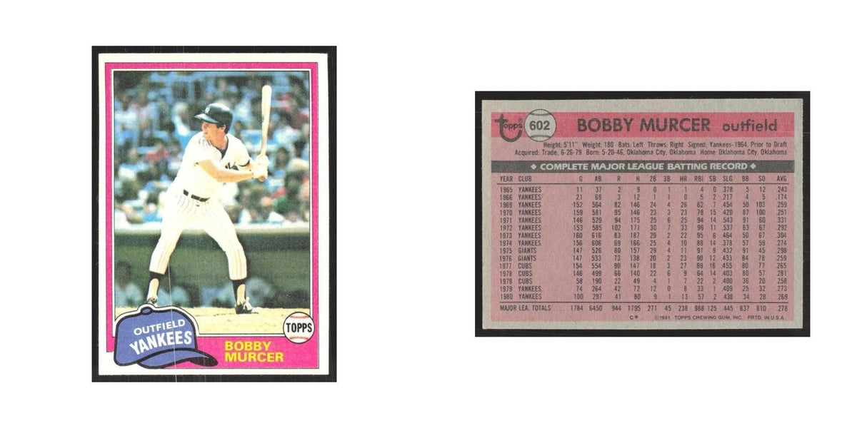 1981 Topps Bobby Murcer Yankees #602