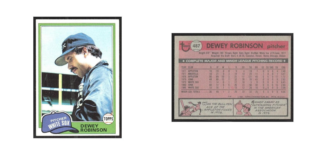 1981 Topps Dewey Robinson White Sox #487