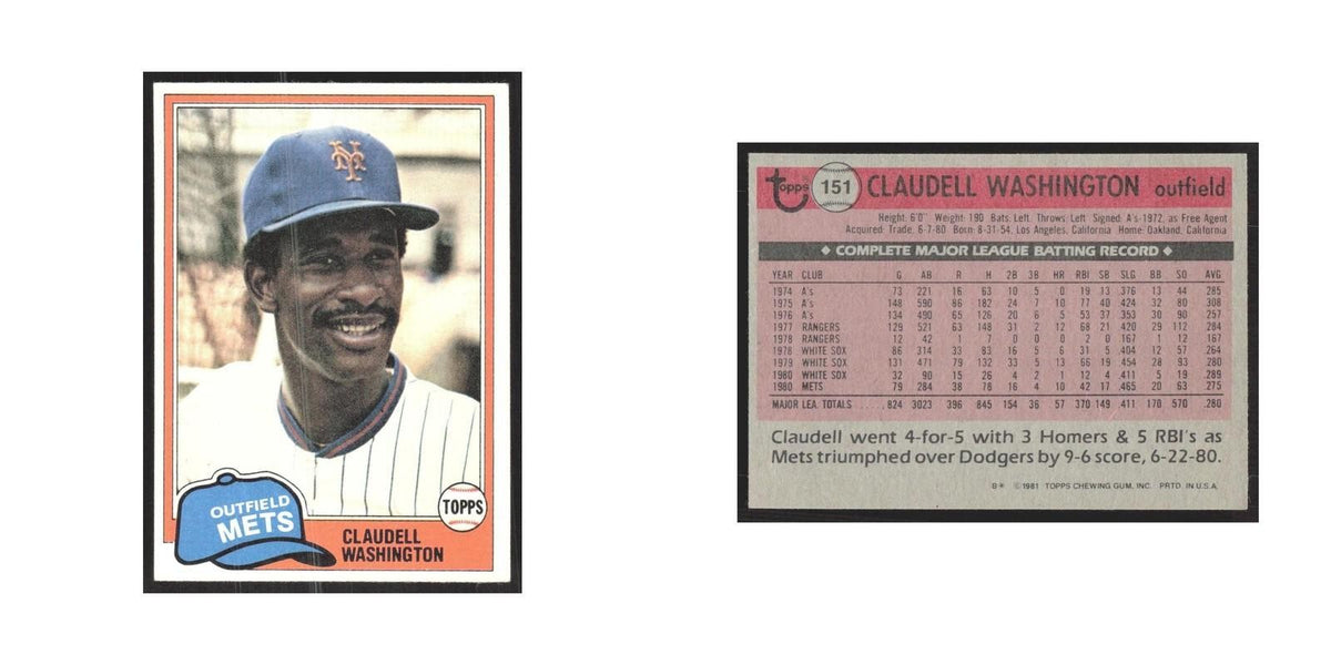 1981 Topps Claudell Washington Mets #151
