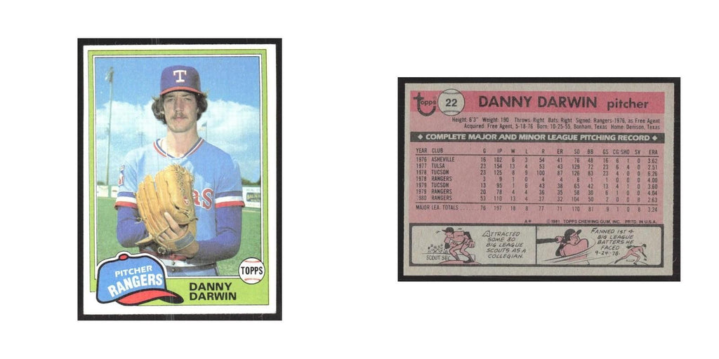 1981 Topps Danny Darwin Rangers #22