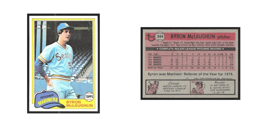 1981 Topps Byron McLaughlin Mariners #344
