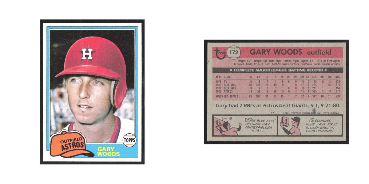 1981 Topps Gary Woods Astros #172