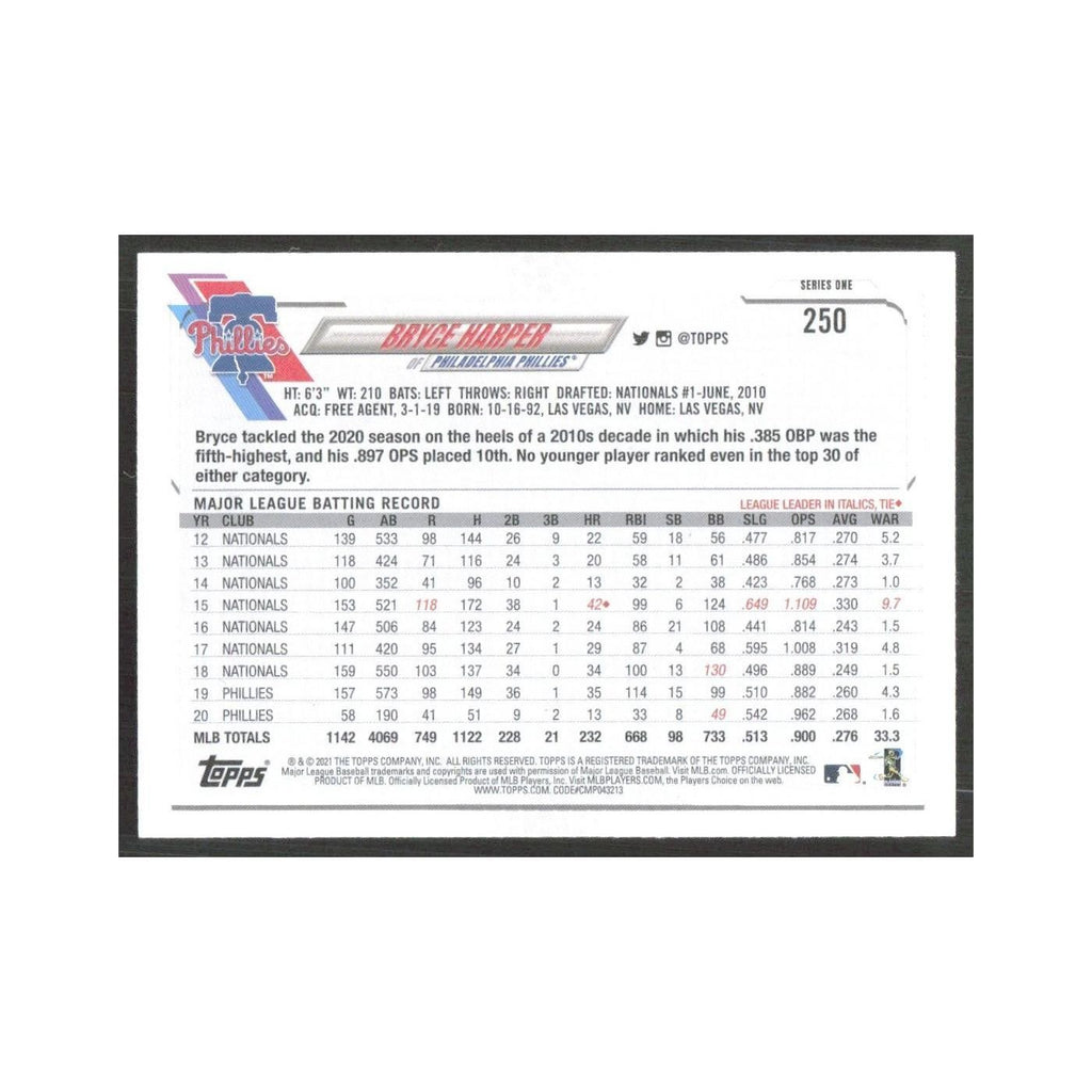 2021 Topps Bryce Harper Phillies #250