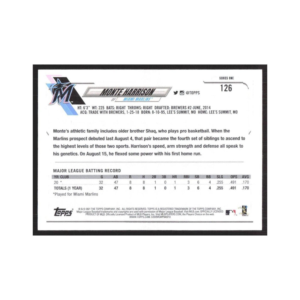 2021 Topps Monte Harrison Marlins #126