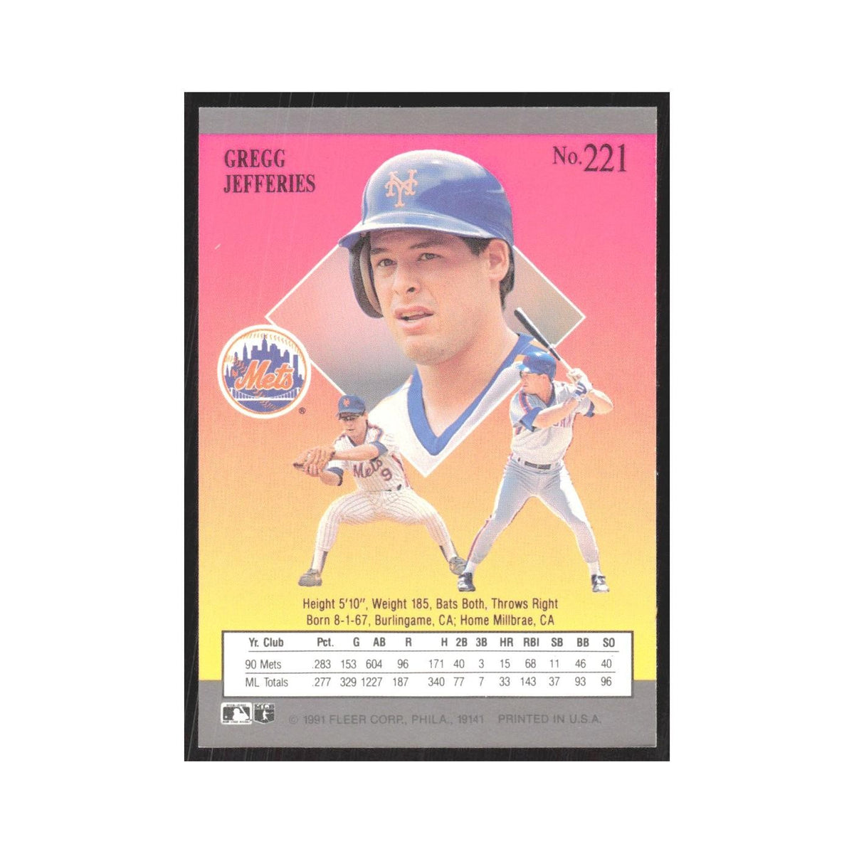 1991 Fleer Ultra Gregg Jefferies Mets #221