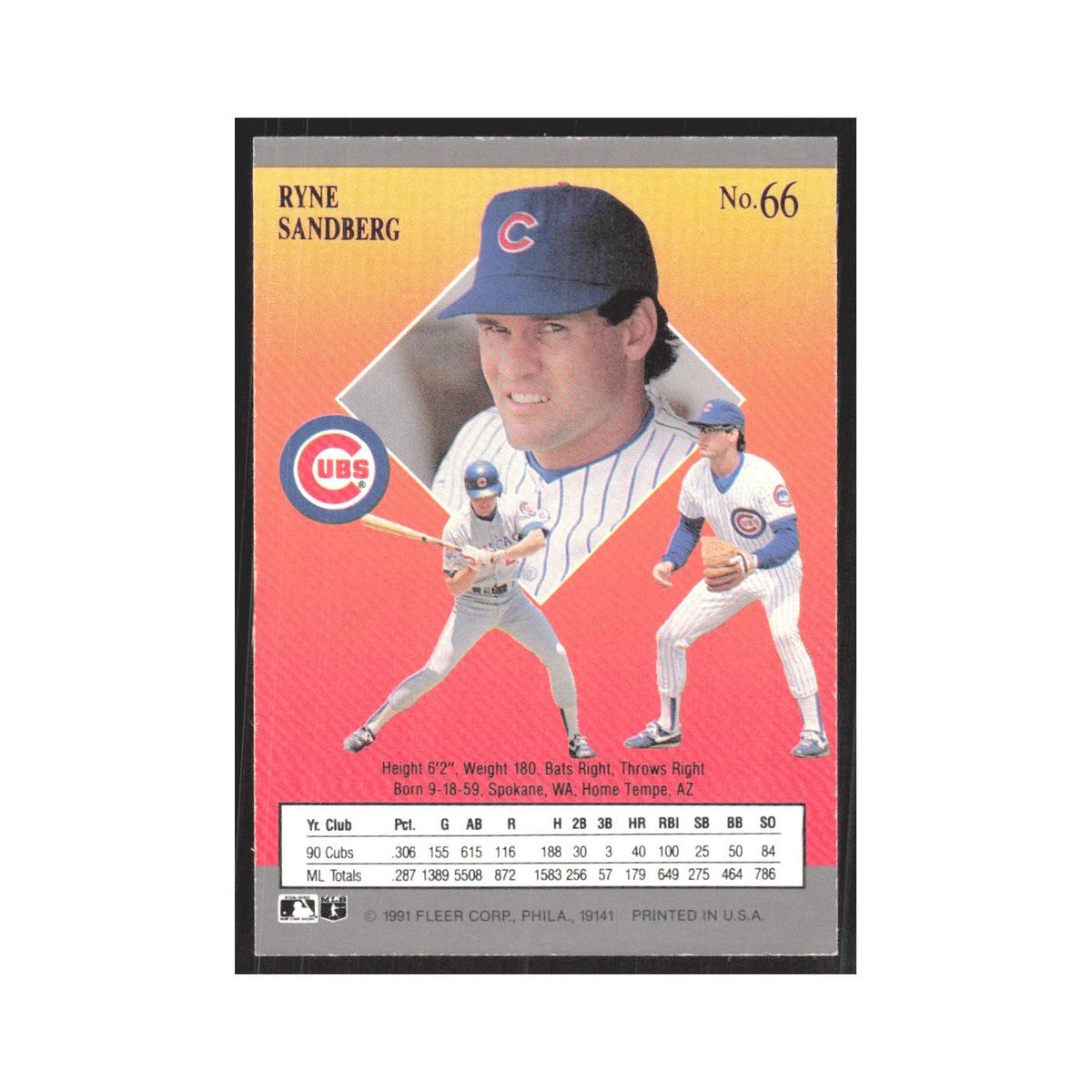 1991 Fleer Ultra Ryne Sandberg Cubs #66