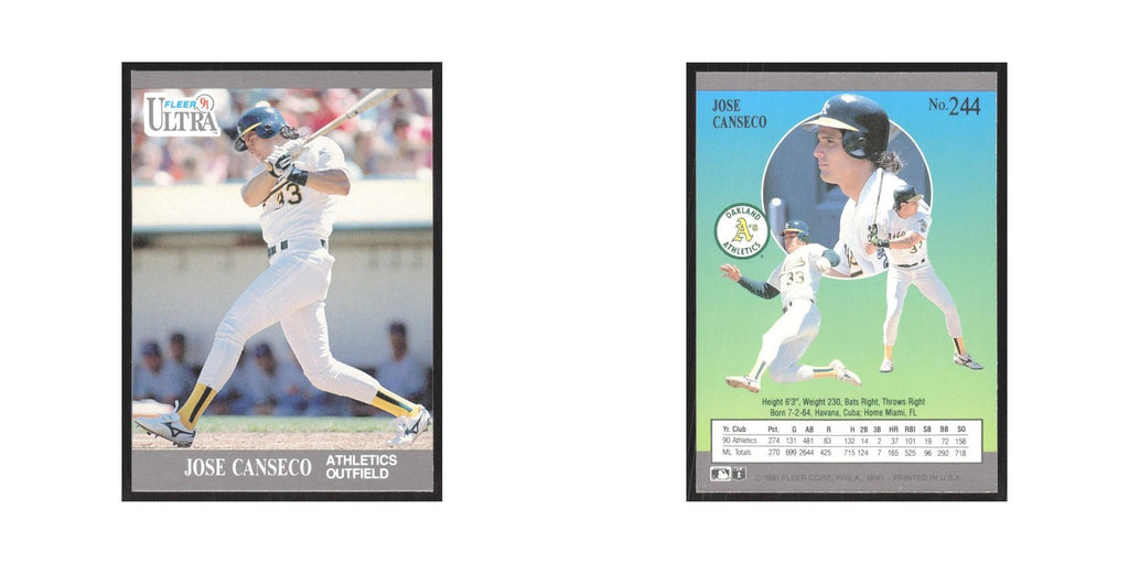 1991 Fleer Ultra Jose Canseco Athletics #244