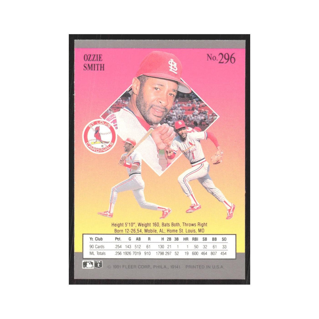 1991 Fleer Ultra Ozzie Smith Cardinals #296