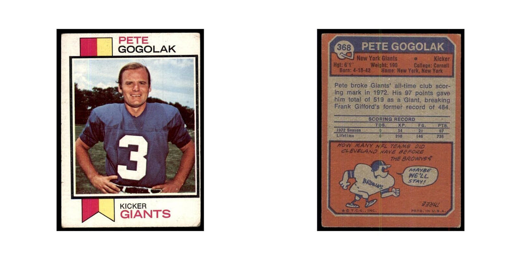 1973 Topps Pete Gogolak Giants #368