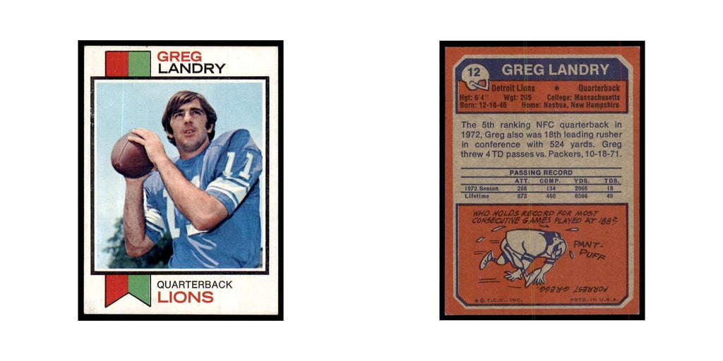 1973 Topps Greg Landry Lions #12