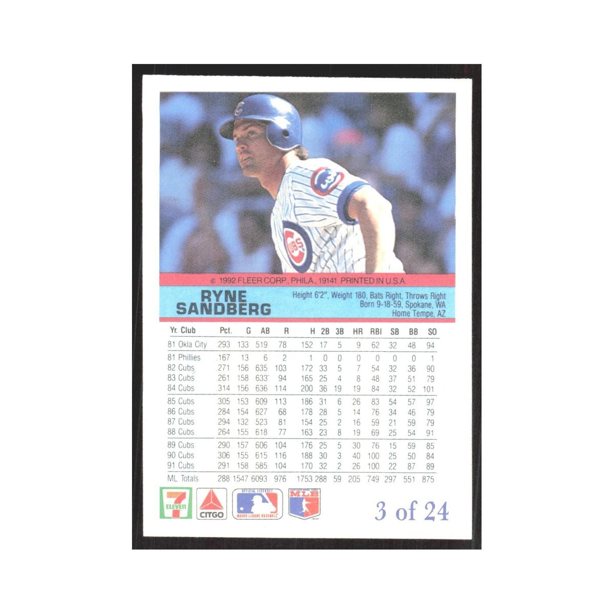 1992 Fleer The Performer Ryne Sandberg Cubs #3