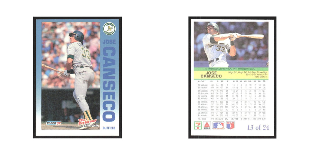 1992 Fleer The Performer Jose Canseco Athletics #13
