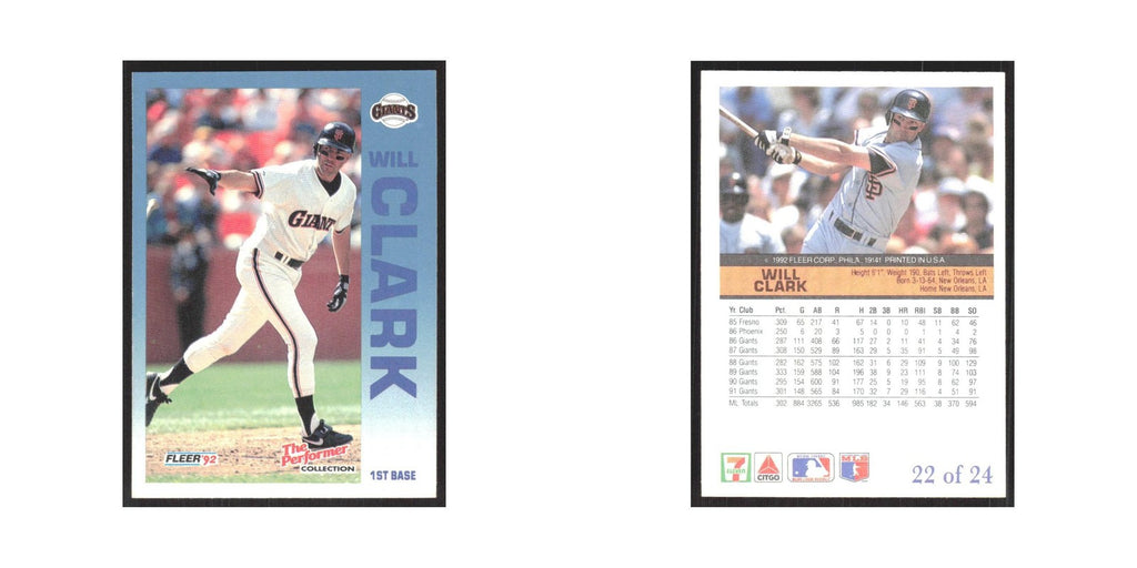 1992 Fleer The Performer Will Clark Giants #22