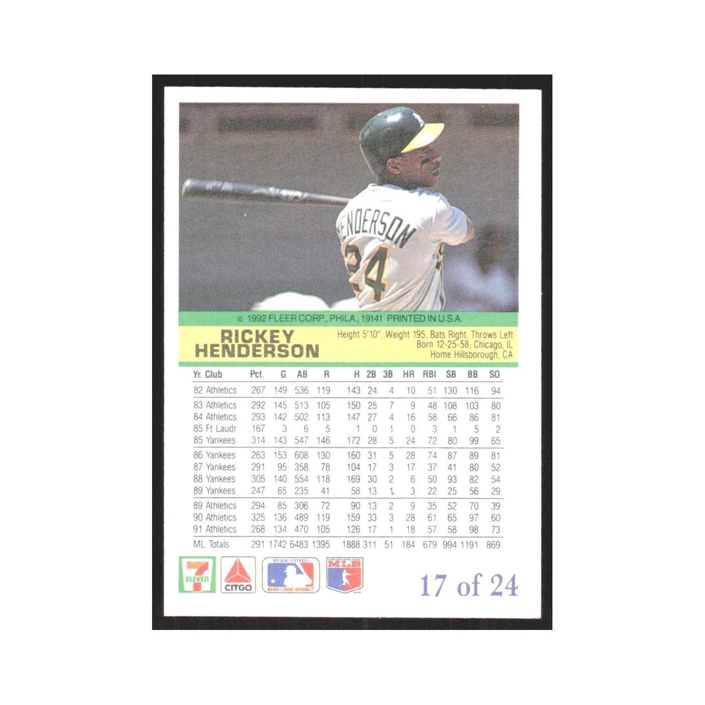 1992 Fleer The Performer Rickey Henderson Athletics #17