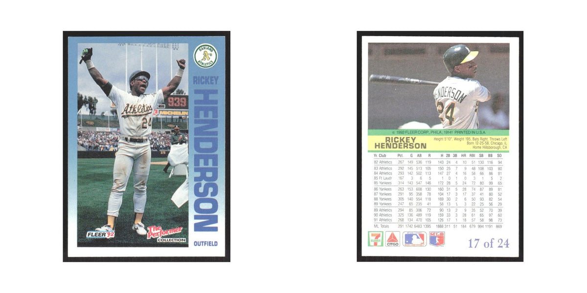 1992 Fleer The Performer Rickey Henderson Athletics #17
