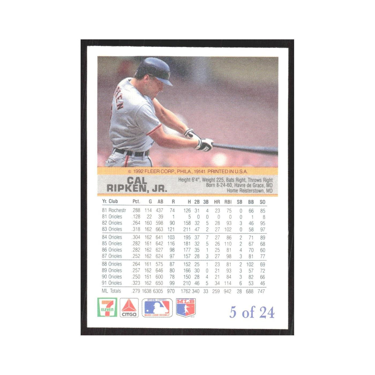 1992 Fleer The Performer Cal Ripken Jr. Orioles #5