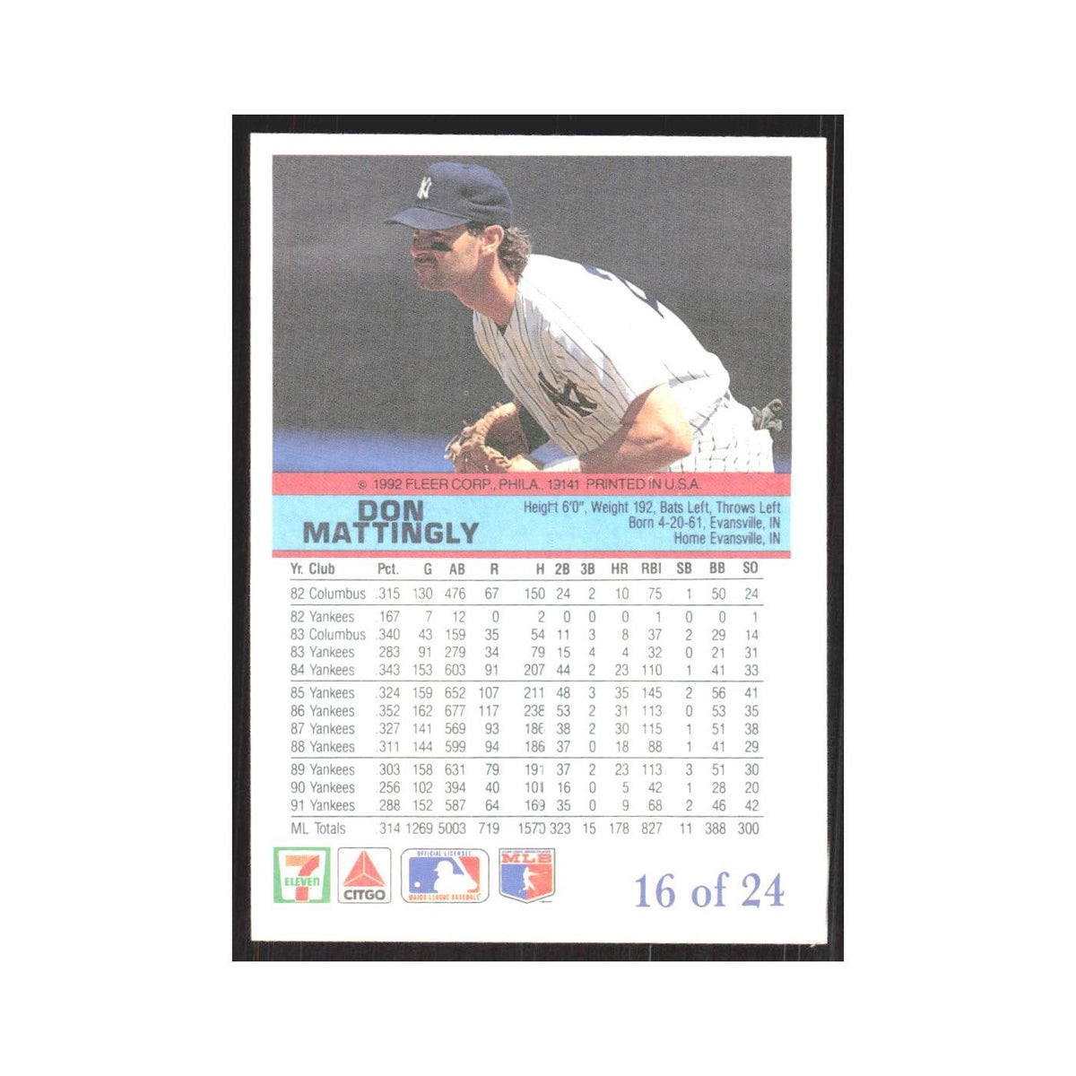 1992 Fleer The Performer Don Mattingly Yankees #16