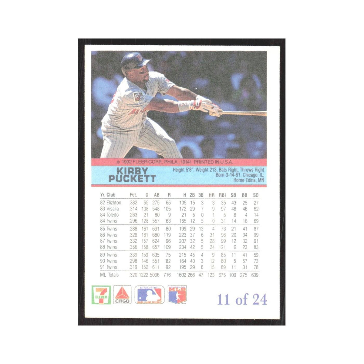 1992 Fleer The Performer Kirby Puckett Twins #11