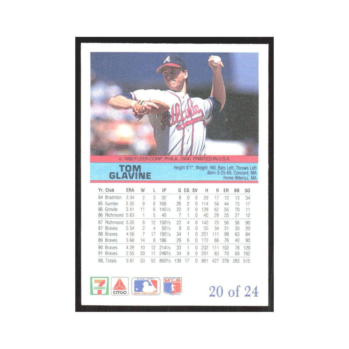 1992 Fleer The Performer Tom Glavine Braves #20