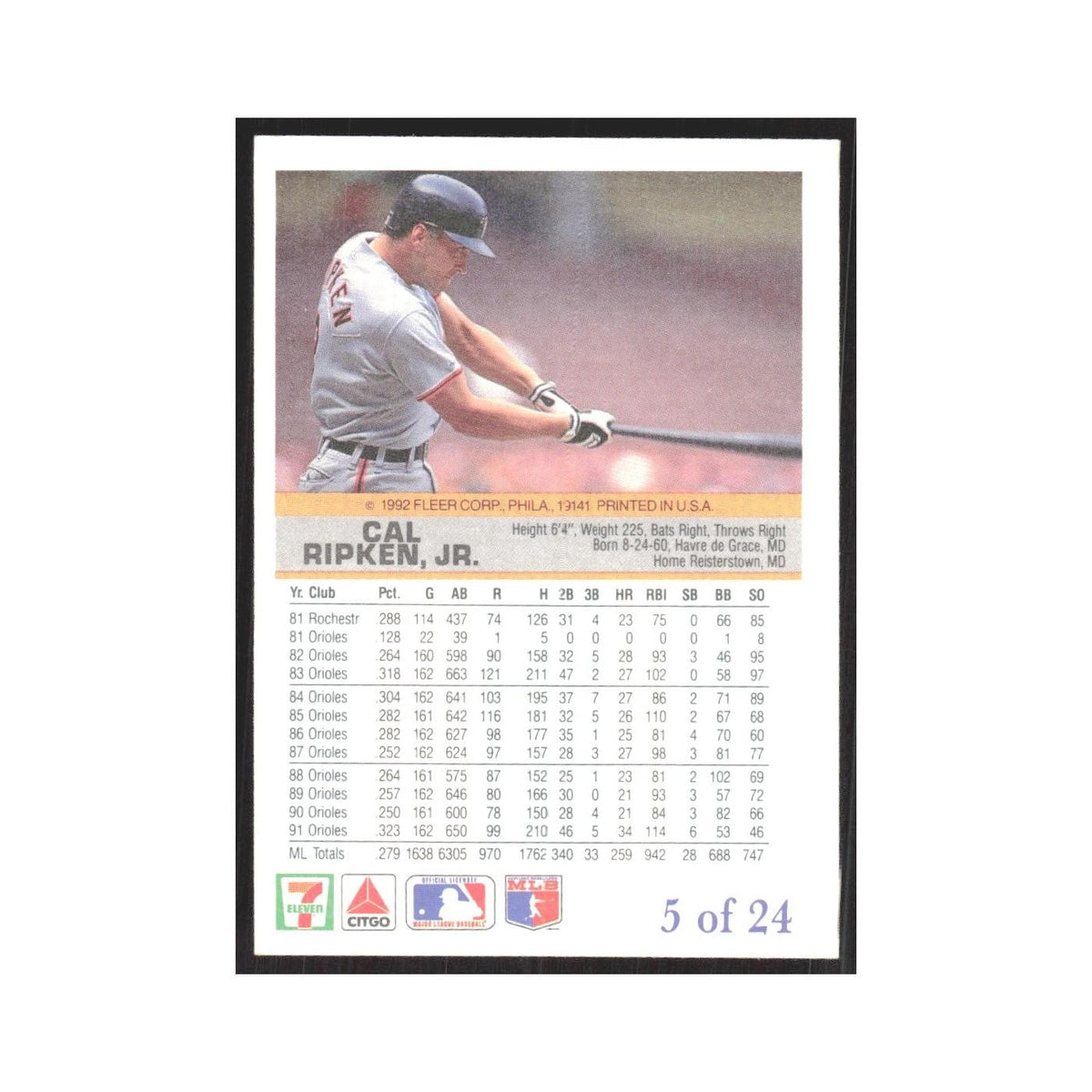 1992 Fleer The Performer Cal Ripken Jr. Orioles #5