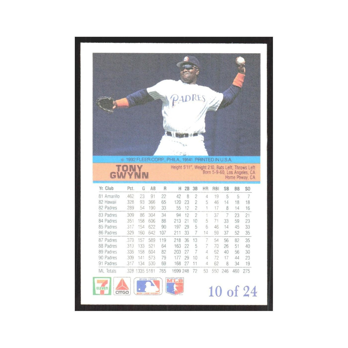 1992 Fleer The Performer Tony Gwynn Padres #10