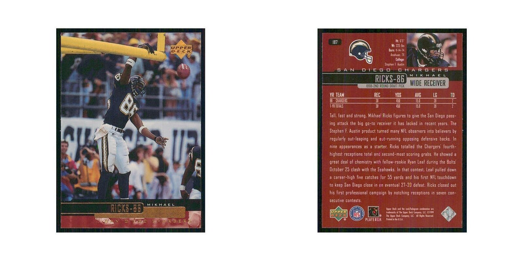 1999 Upper Deck Mikhael Ricks San Diego Chargers #187