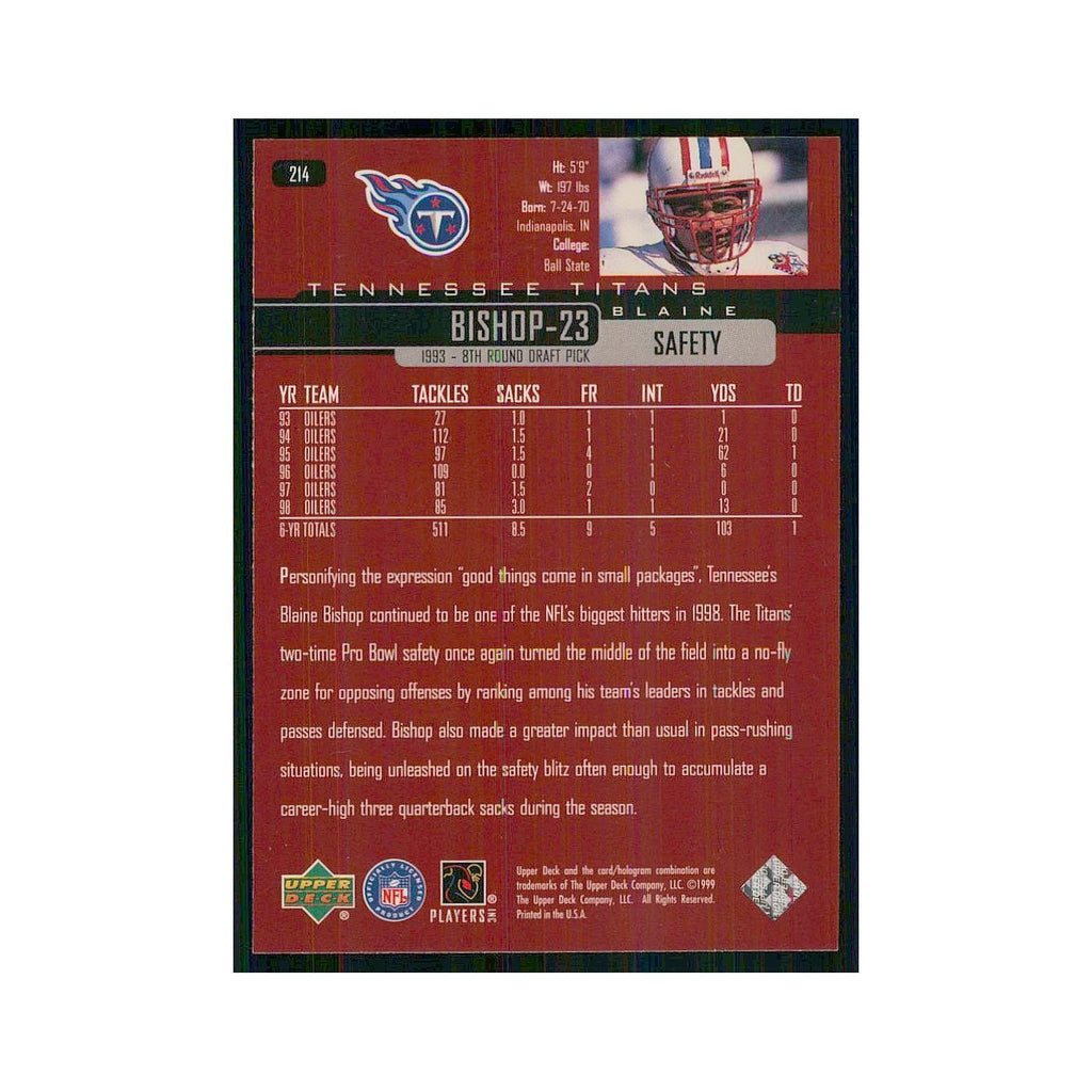 1999 Upper Deck Blaine Bishop Titans #214