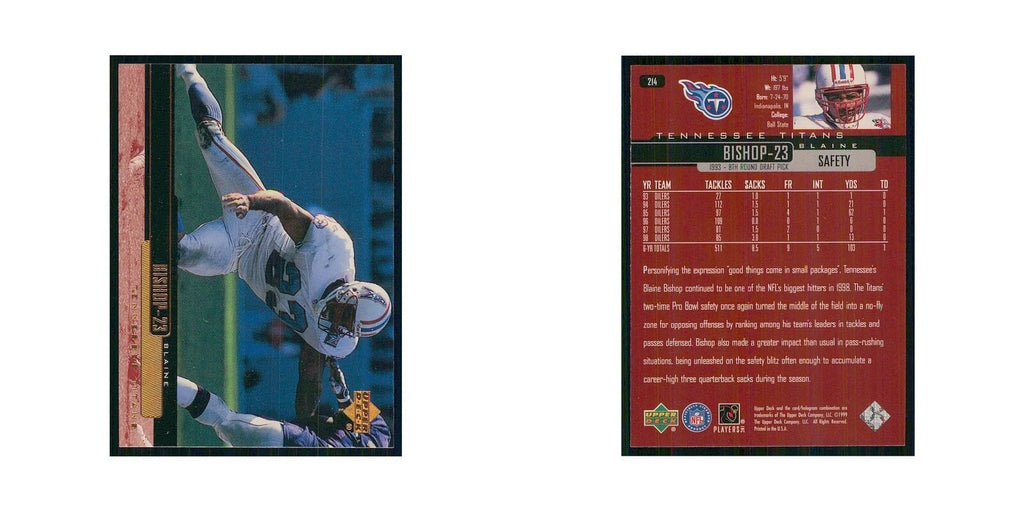 1999 Upper Deck Blaine Bishop Titans #214