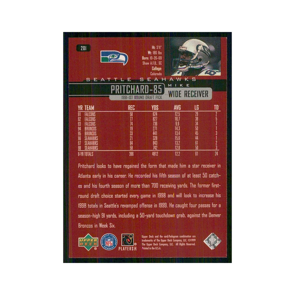 1999 Upper Deck Mike Pritchard Seahawks #201