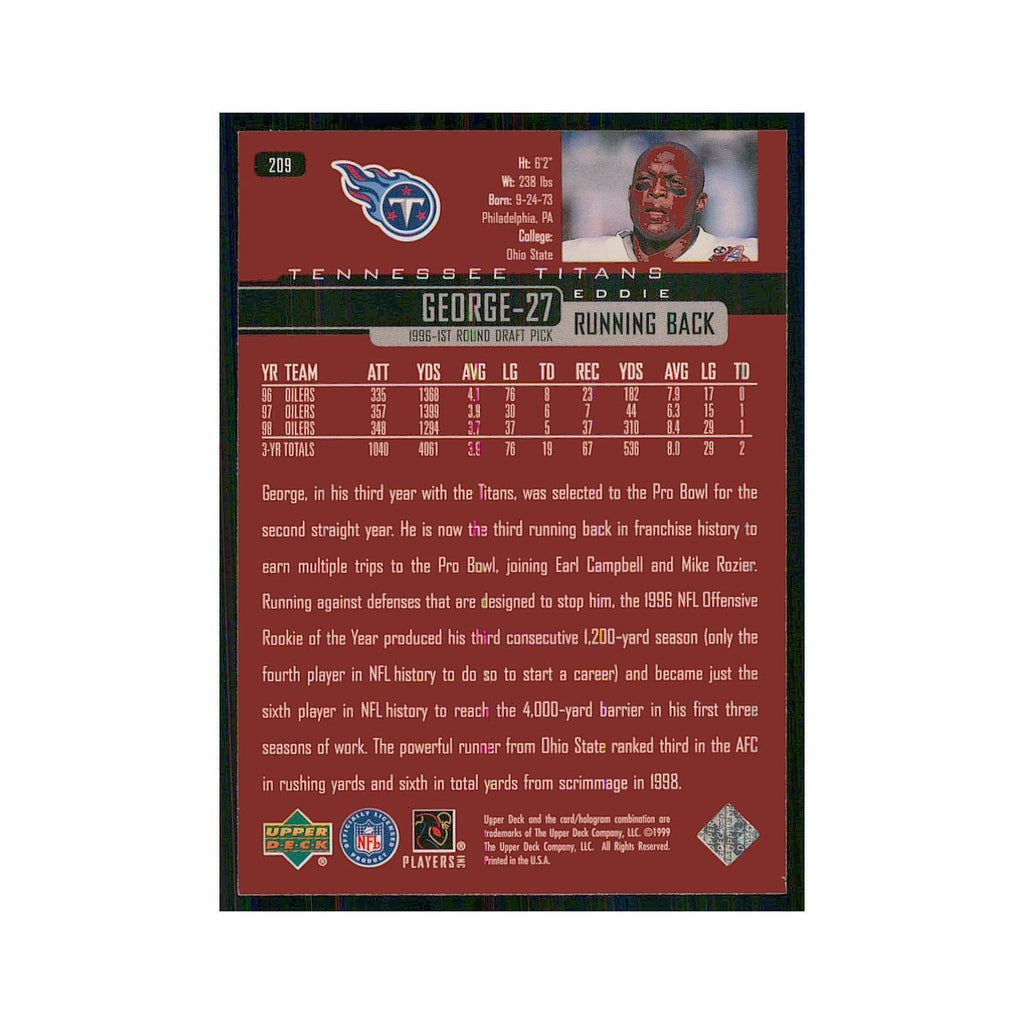 1999 Upper Deck Eddie George Titans #209
