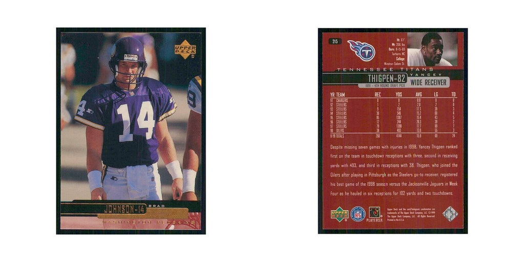 1999 Upper Deck Brad Johnson Redskins #216