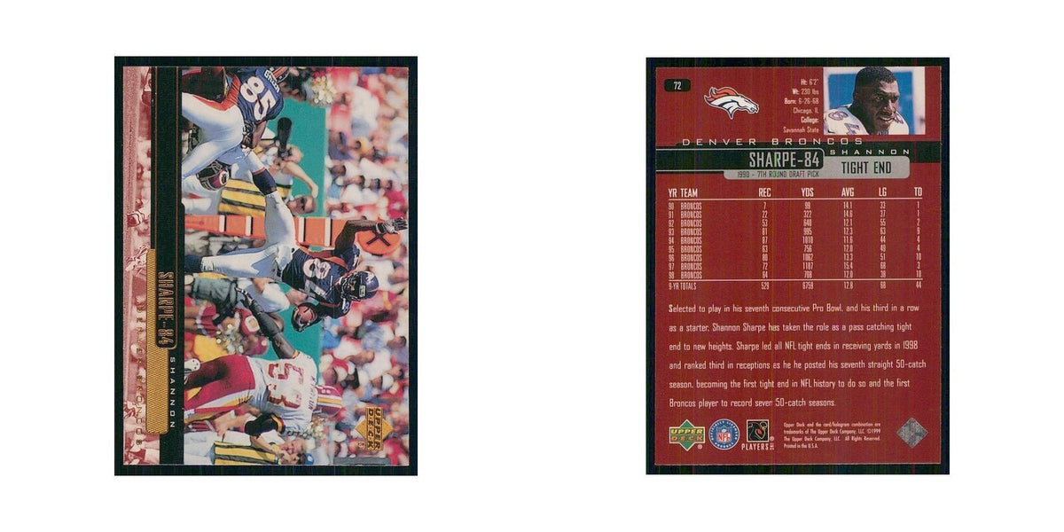 1999 Upper Deck Shannon Sharpe Broncos #72