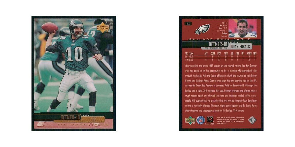 1999 Upper Deck Koy Detmer Eagles #163
