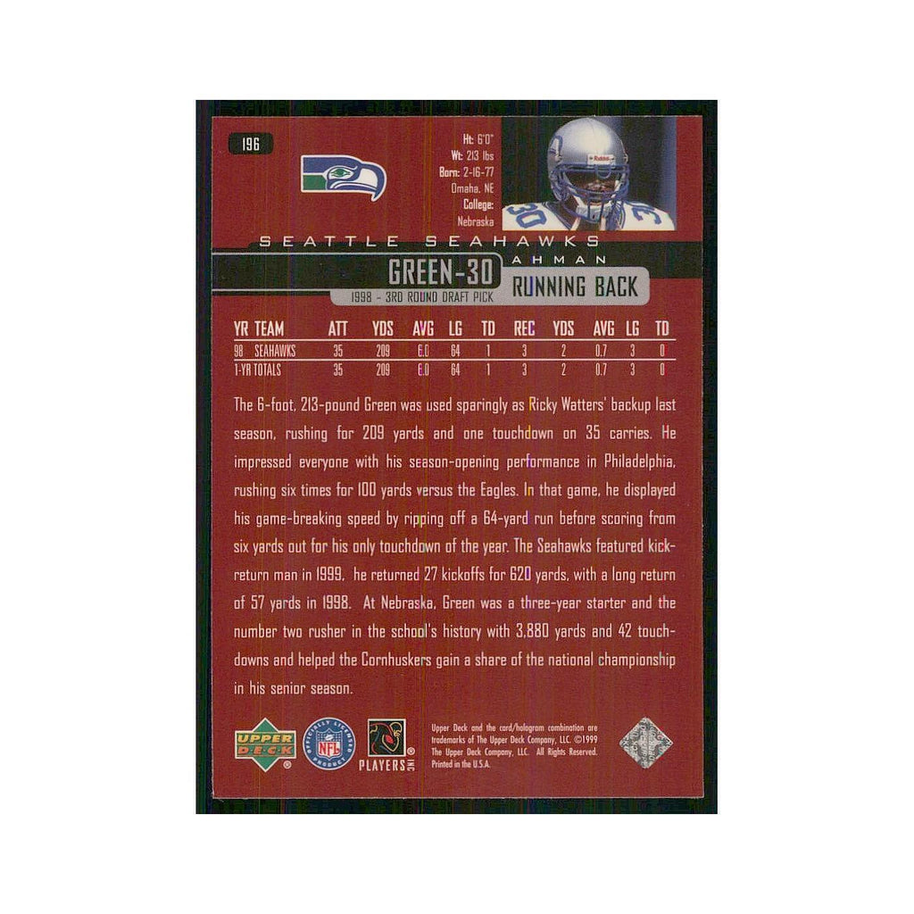 1999 Upper Deck Ahman Green Seahawks #196
