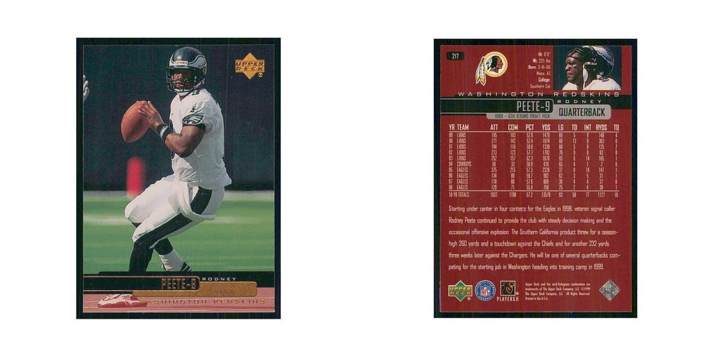 1999 Upper Deck Rodney Peete Redskins #217