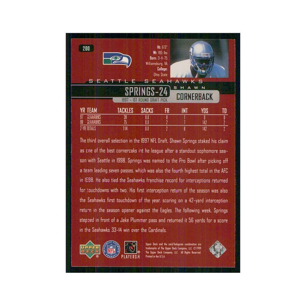1999 Upper Deck Shawn Springs Seahawks #200
