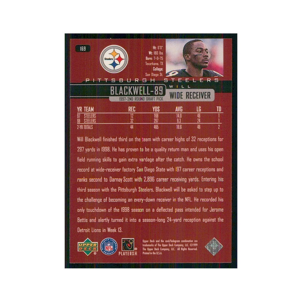 1999 Upper Deck Will Blackwell Steelers #169