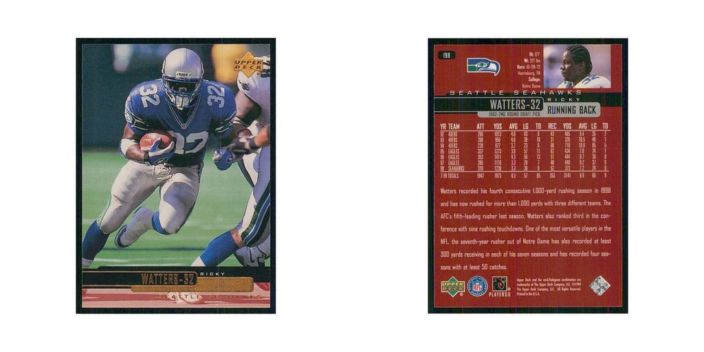 1999 Upper Deck Ricky Watters Seahawks #198