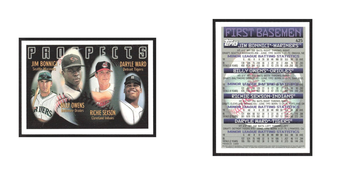 1996 Topps Jim Bonnici/Billy Owens/Richie Sexson/Daryle Ward #425