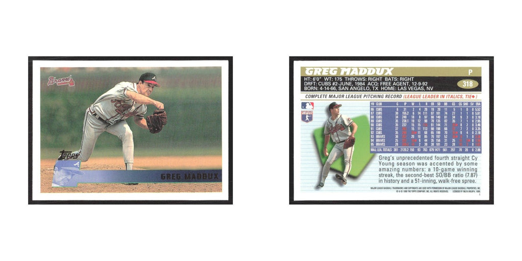 1996 Topps Greg Maddux Braves #318