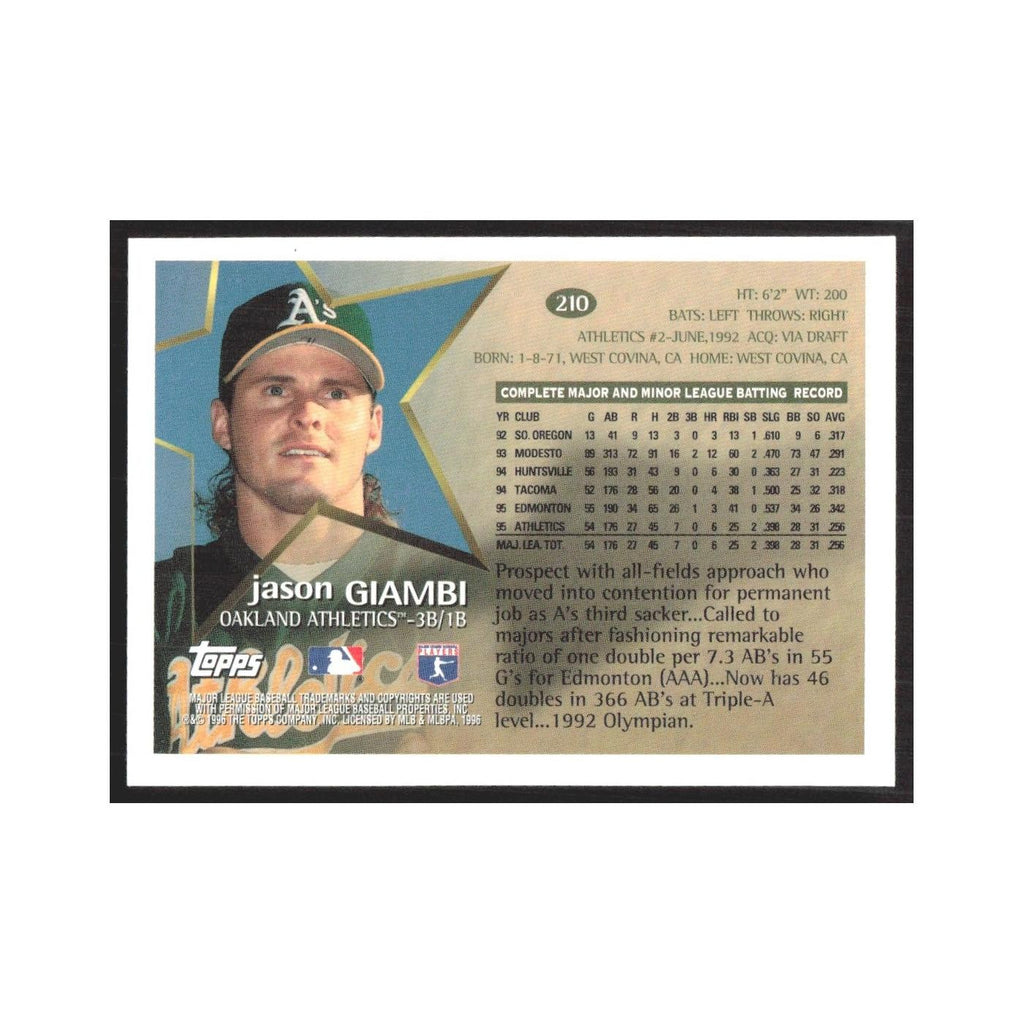1996 Topps Jason Giambi Athletics #210