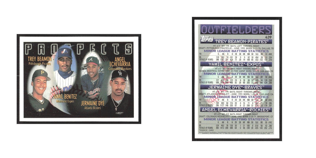 1996 Topps Trey Beamon/Yamil Benitez/Jermaine Dye/Angel Echevarria #439