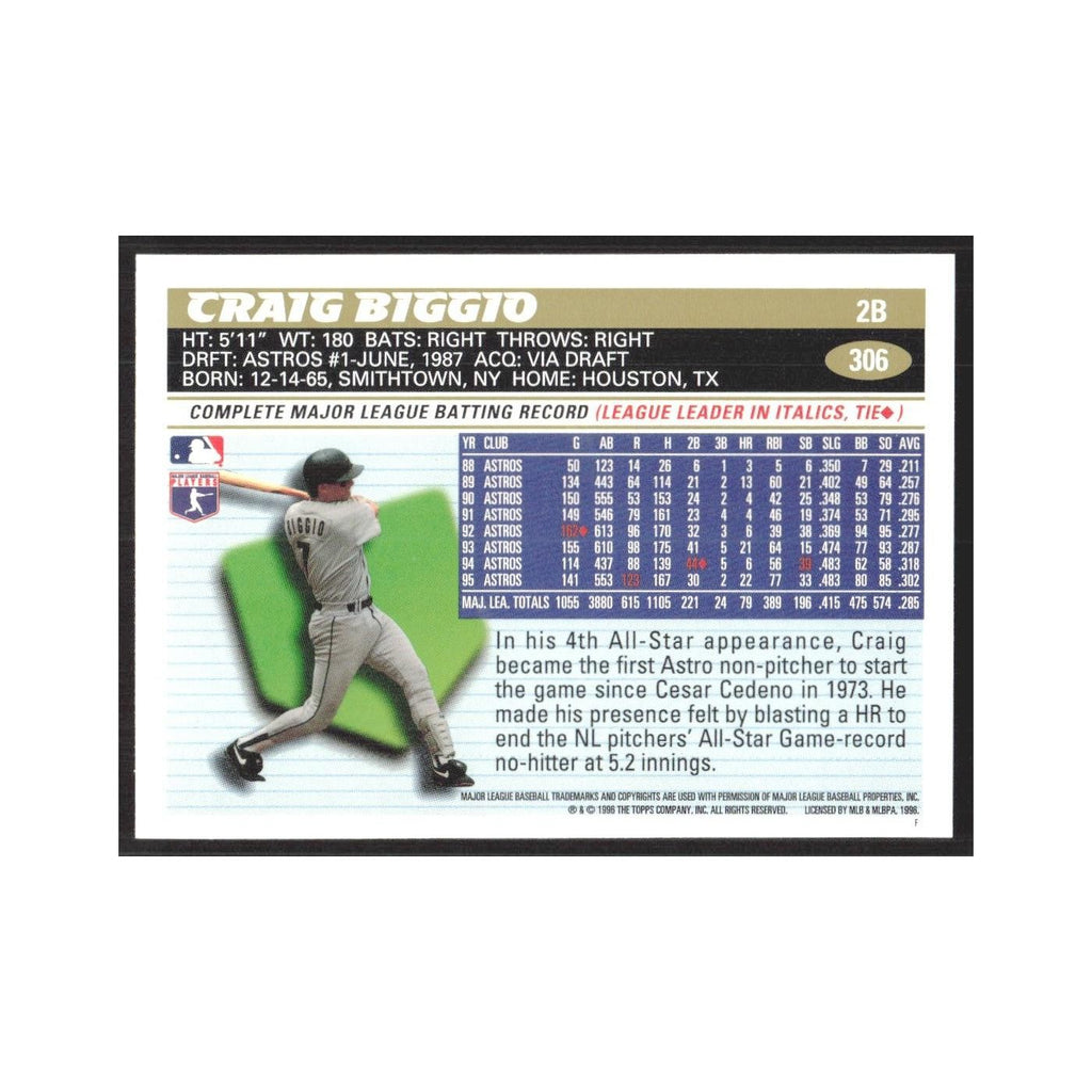 1996 Topps Craig Biggio Astros #306