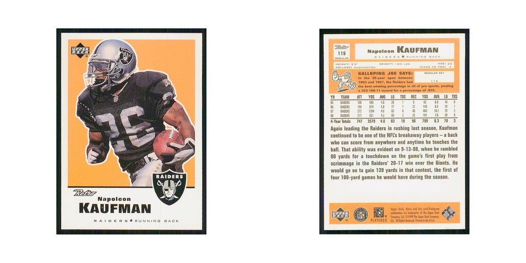 1999 Upper Deck Retro Napoleon Kaufman Raiders #116