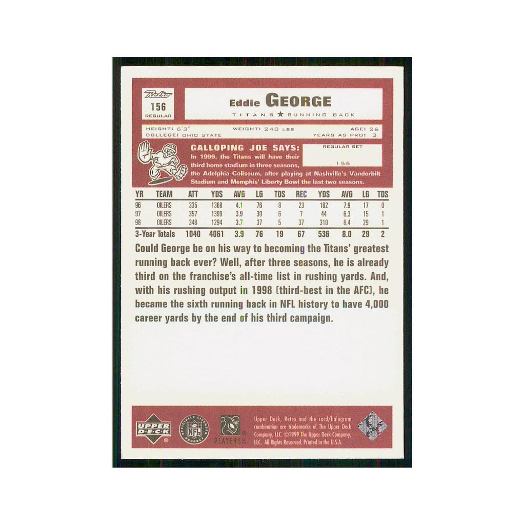 1999 Upper Deck Retro Eddie George Titans #156