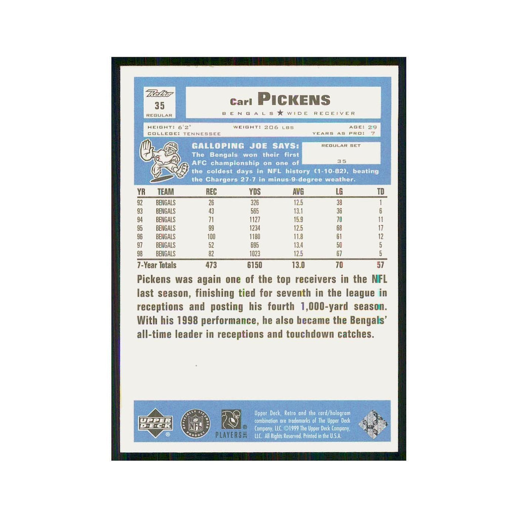 1999 Upper Deck Retro Carl Pickens Bengals #35