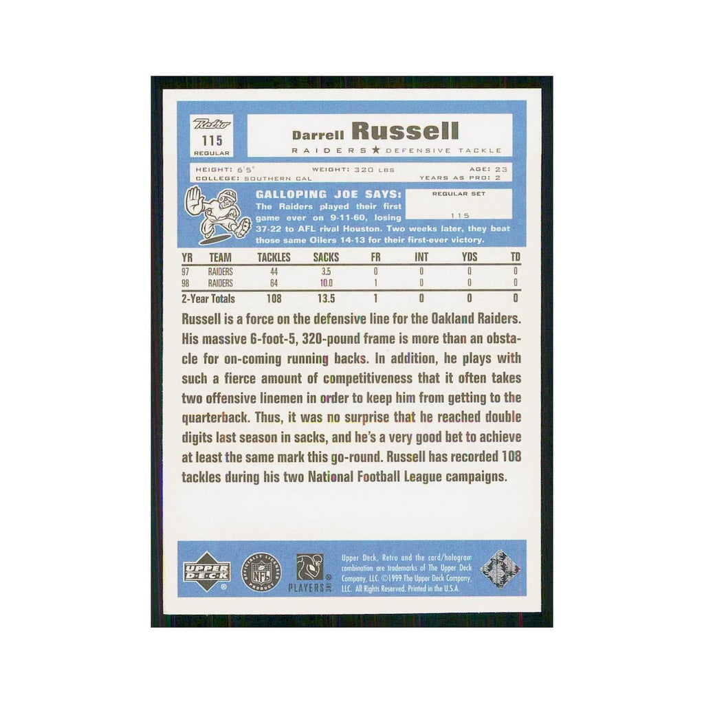 1999 Upper Deck Retro Darrell Russell Raiders #115