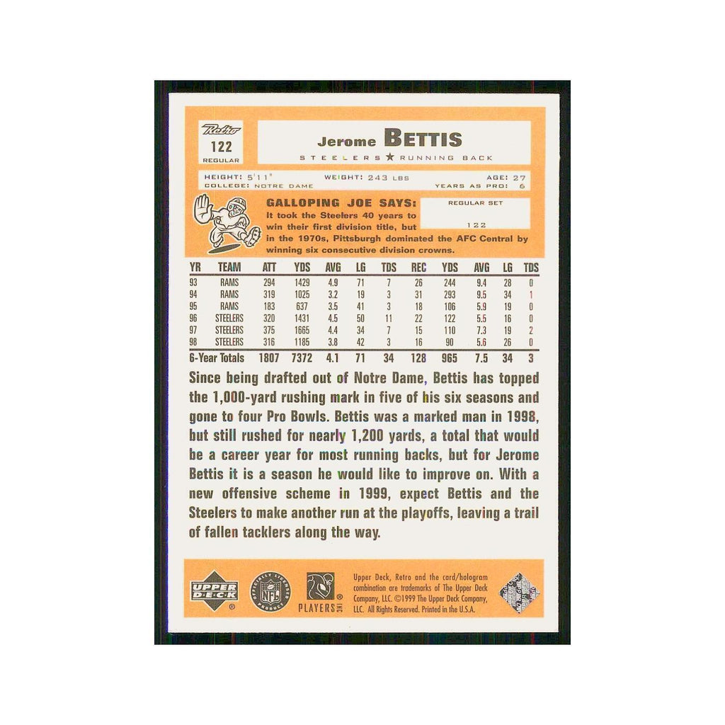 1999 Upper Deck Retro Jerome Bettis Steelers #122