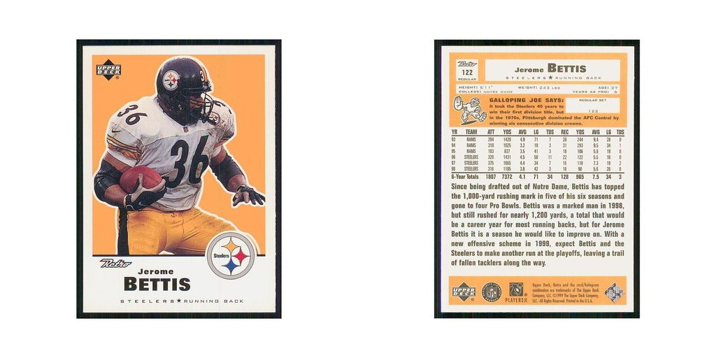 1999 Upper Deck Retro Jerome Bettis Steelers #122